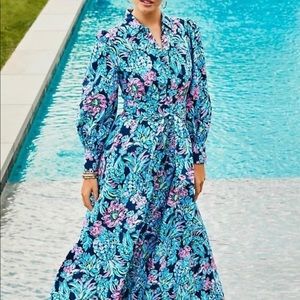 🪸Lilly Pulitzer Mira Stretch Dress High Tide Navy Pineapple Paradise- NWT Sz 6